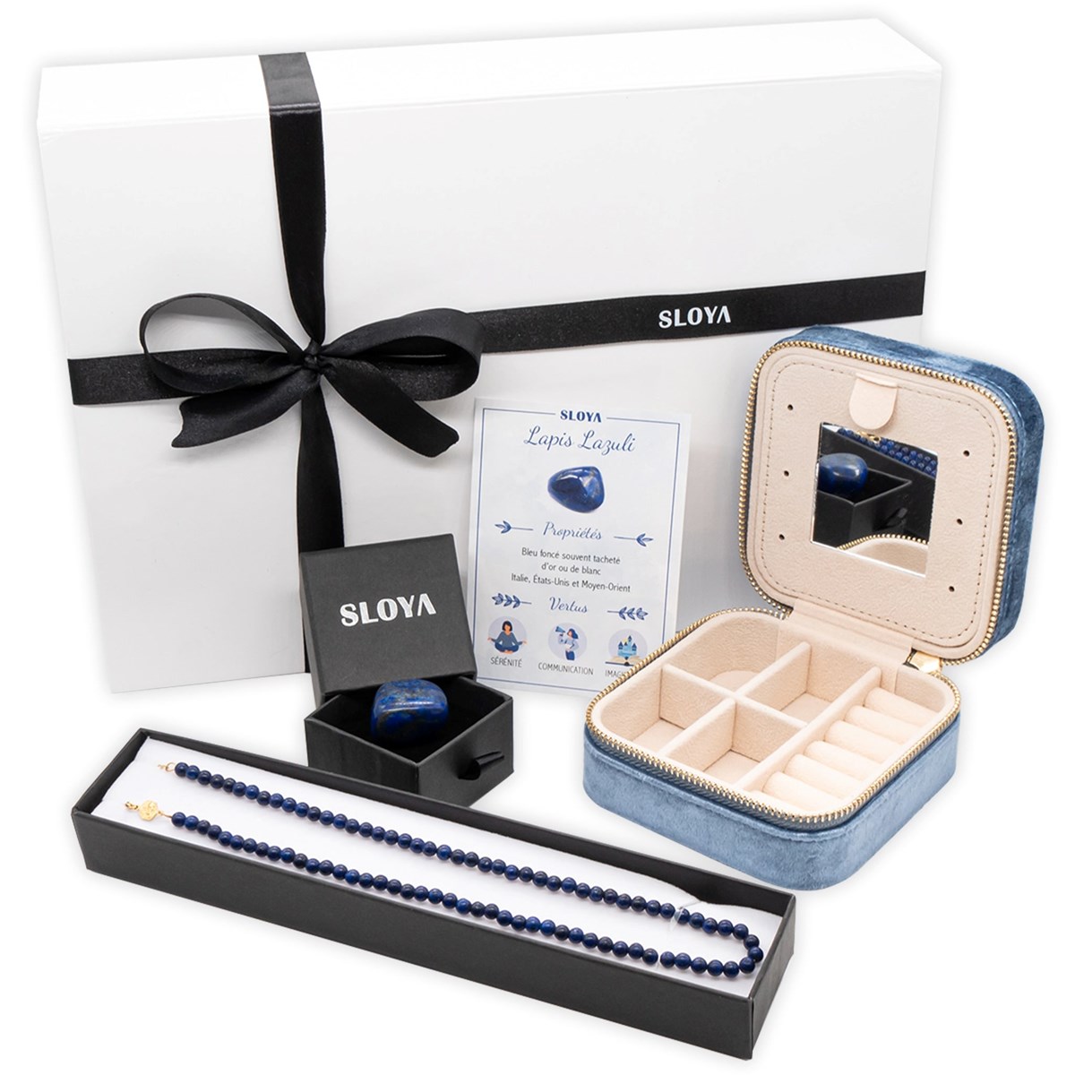 Coffret Lapis-lazuli - collier, pierre et boîte à bijoux