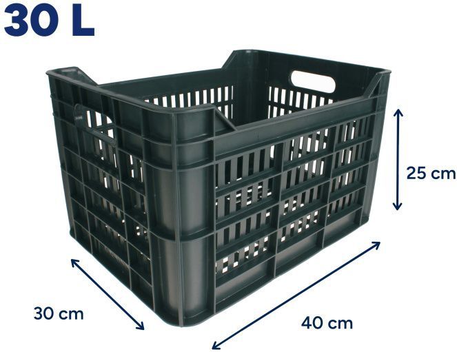 AMIGO Fietskrat 30 Liter - 100% Gerecycled Kunststof - Donkergrijs
