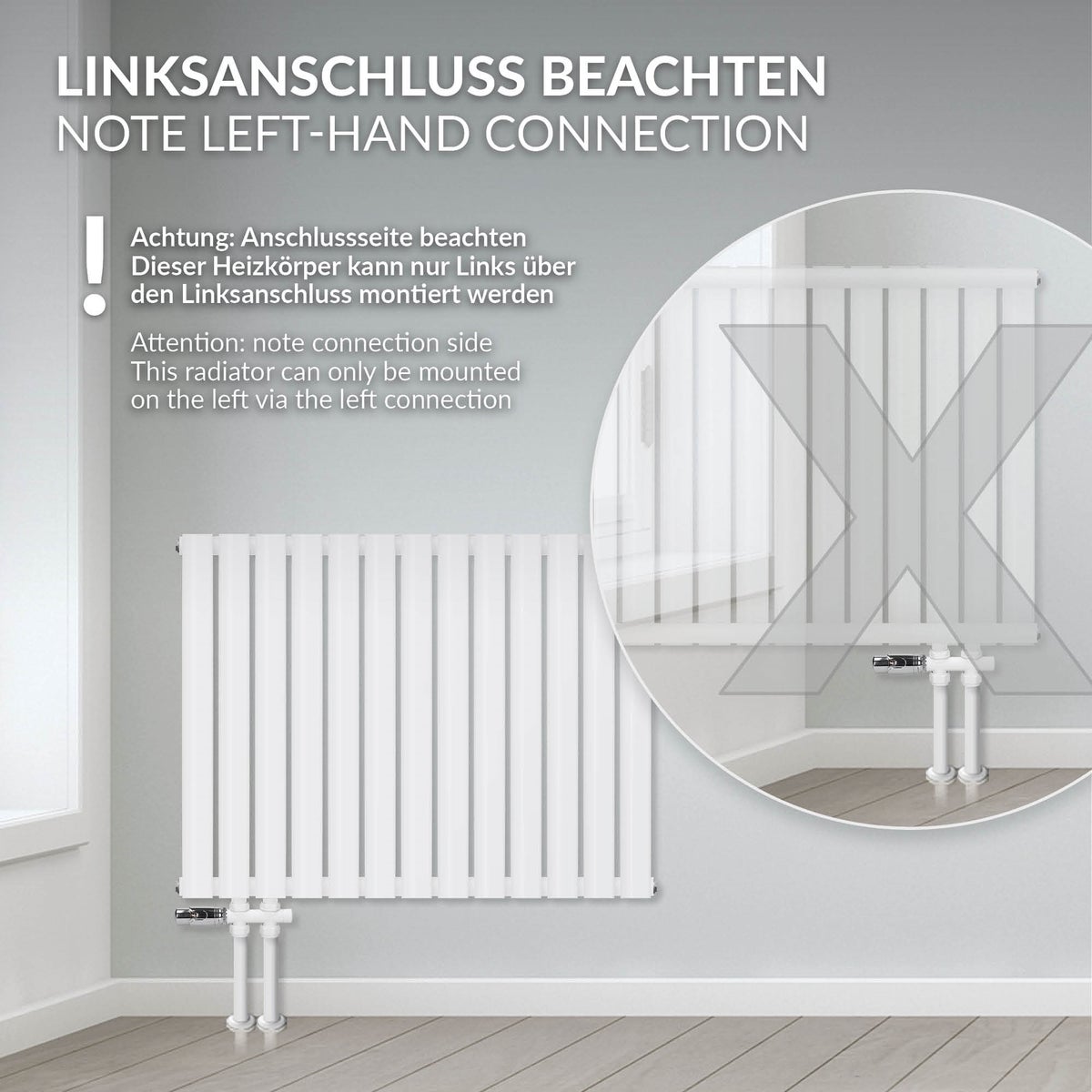 ML-Design Paneelradiator 600x780 mm Wit Enkellaags, Horizontale radiator met ovale buizen, Design badkamerradiator met zijaansluiting, Verwarming woonkamer/badkamer, Design buisradiator