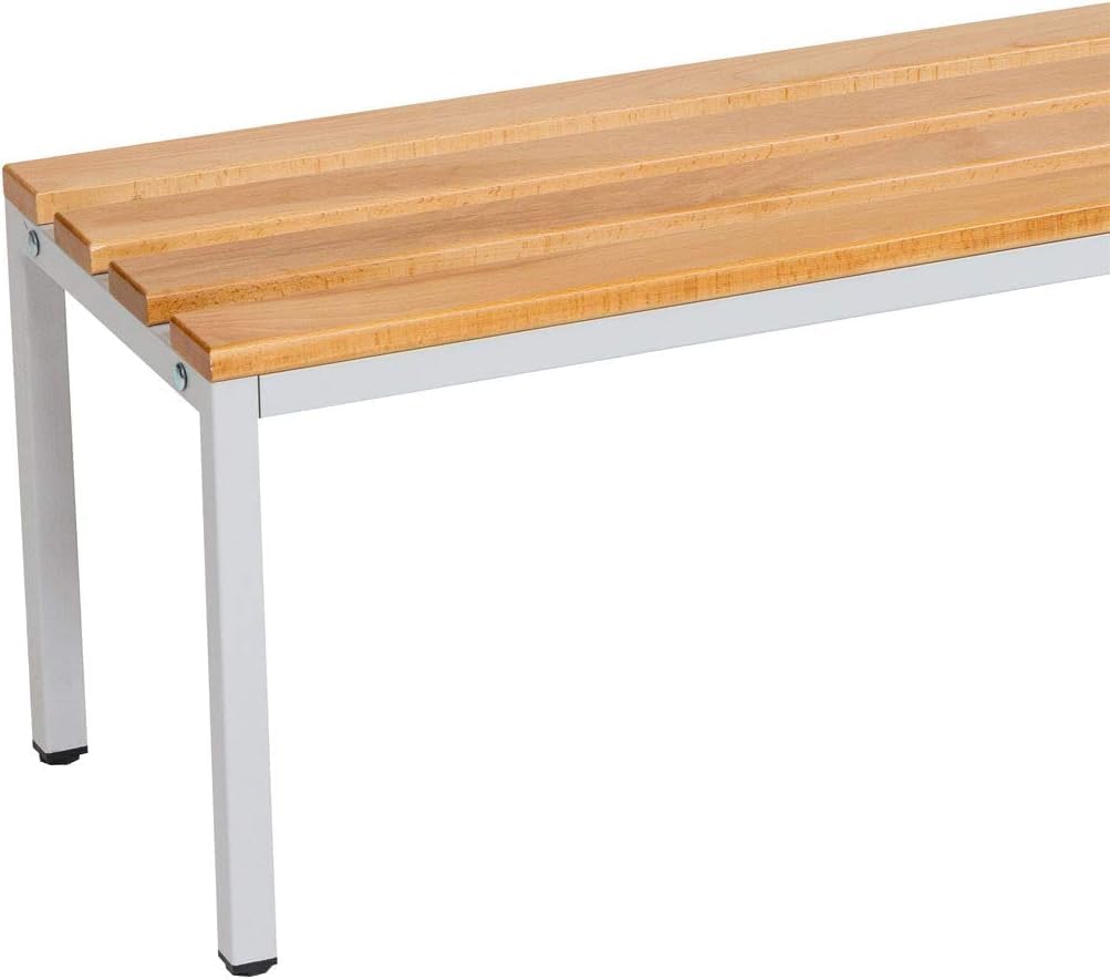 furni24 Sitzbank für Umkleideräume BxHxT: 200x42x40 cm, Umkleidesitzbank, Umkleidebank, Garderobenbank, Sportbank, Bank mit Echtholz für Fitnessstudio