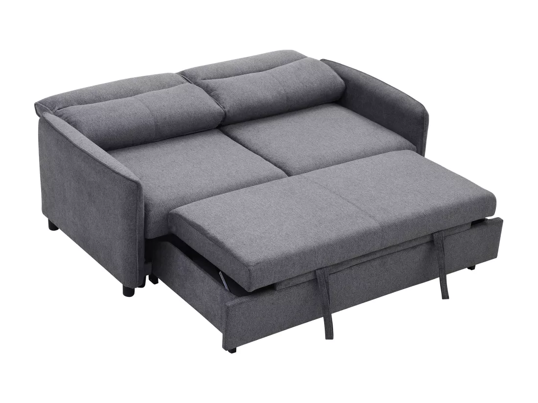 Canapé 3 places convertible en tissu gris IPANEDA