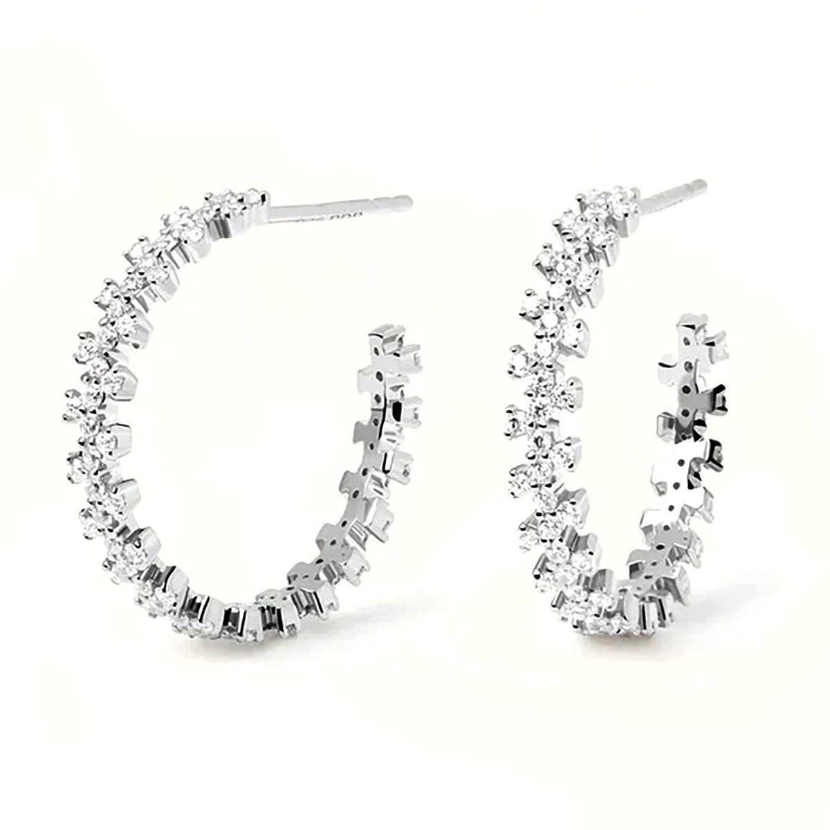 Boucles d'oreilles créoles PdPaola Crown argent