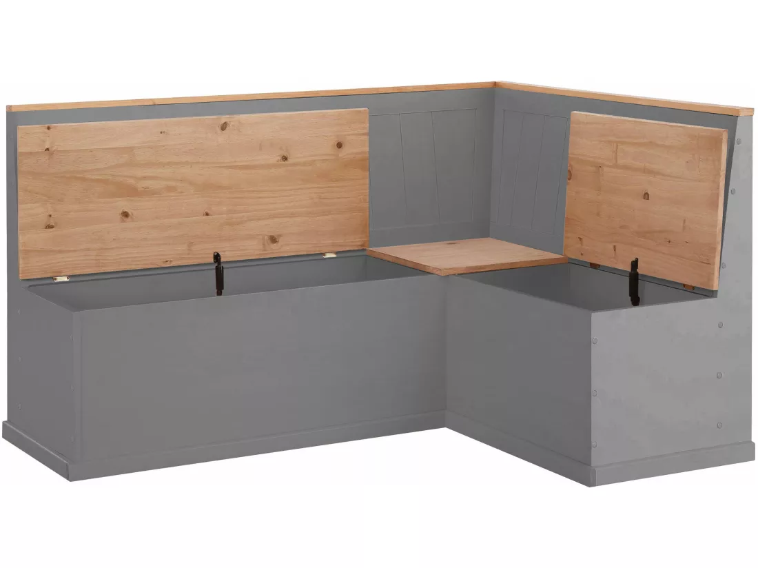 Banc d'angle en pin gris