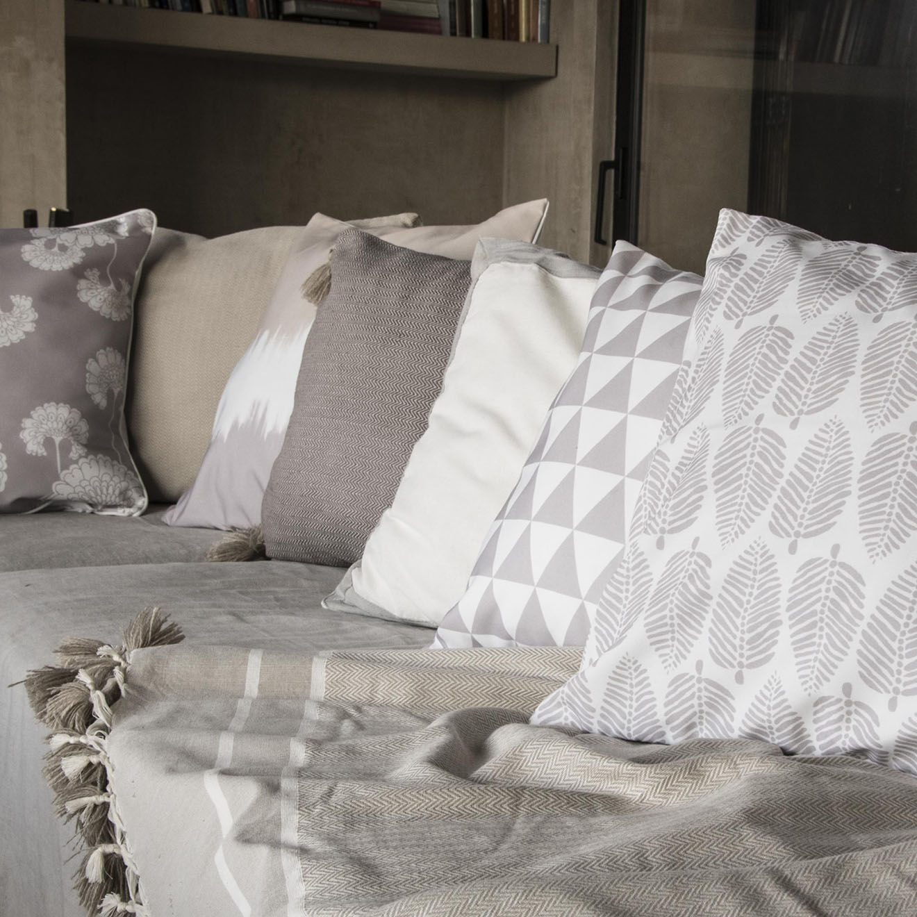 Febronie Home Plaid 100% Coton 340 g/m² Chevron Stockholm taupe/blanc