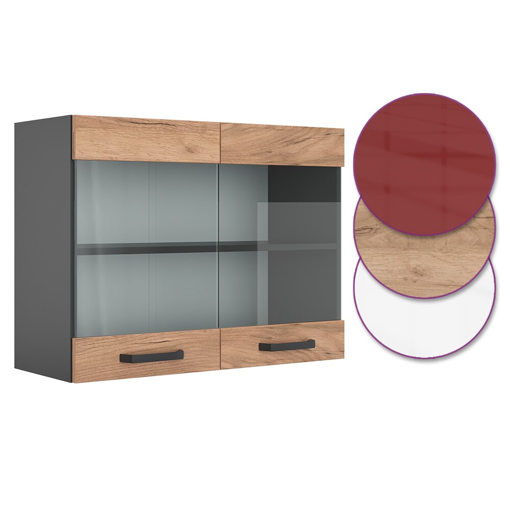 VICCO Küchenschrank Hängeschrank Hängeglasschrank 80 cm R-Line Anthrazit