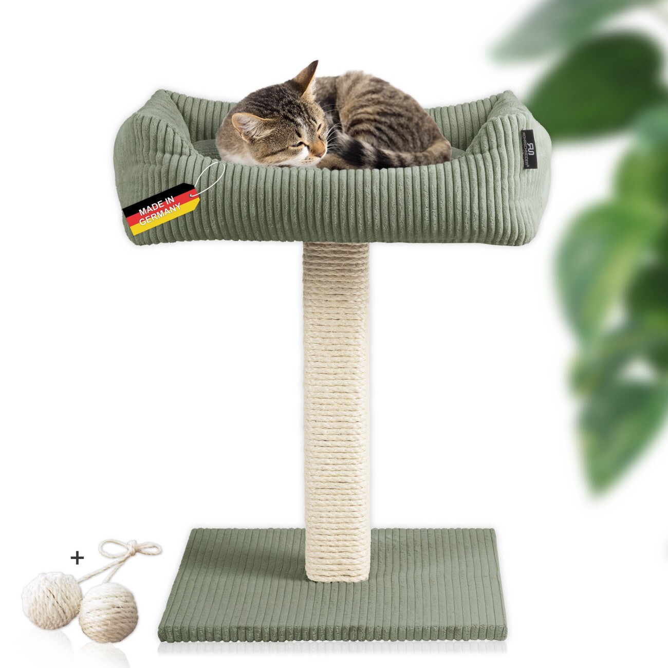 Rohrschneider ® Katzenbaum Wolly mit kuscheligem Katzenbett, waschbarer Kissenbezug