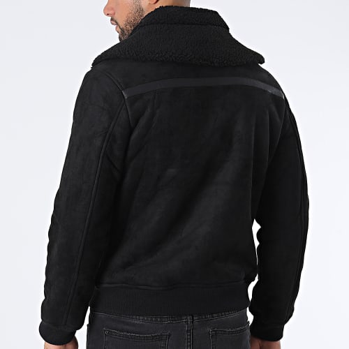 Veste Suédine Col Mouton MA21007 Noir