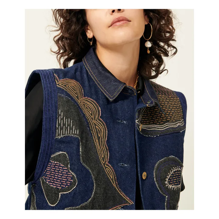 Sessùn Veste Sans Manches Brodée Moorfolk | Denim
