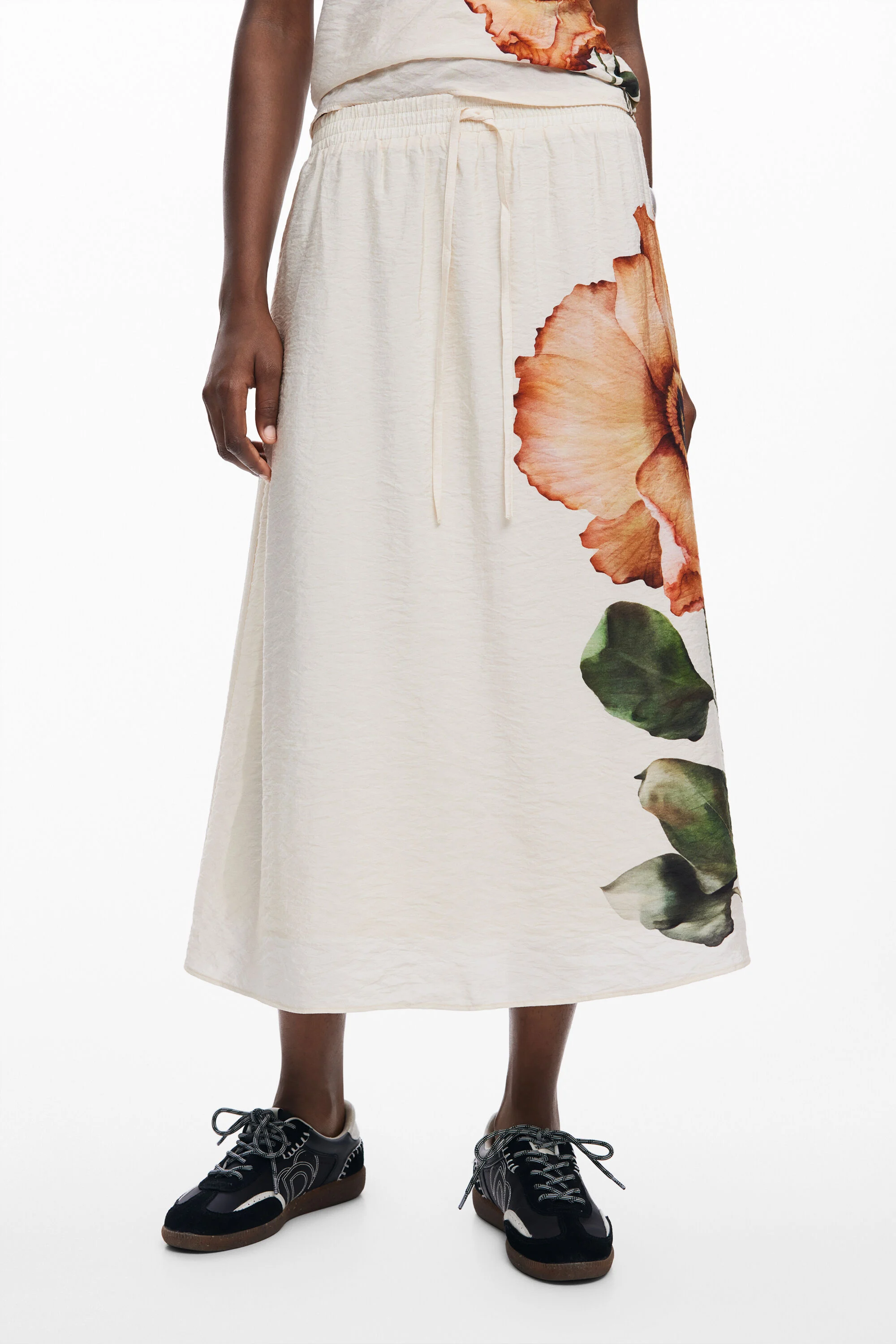 Falda midi flores