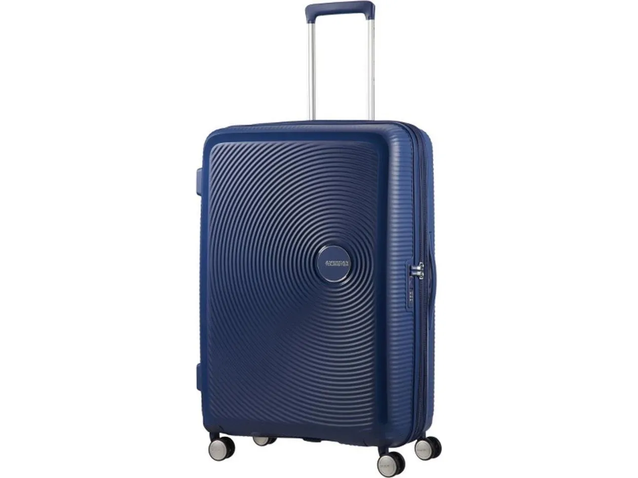 American Tourister Soundbox, Spinner, Blå, Polypropylen (PP), 4 hjul, Roterende hjul, Lynlås
