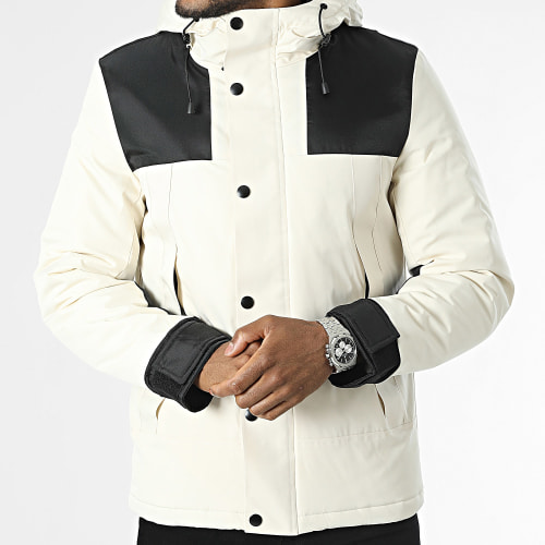 Doudoune Capuche Blanc Noir