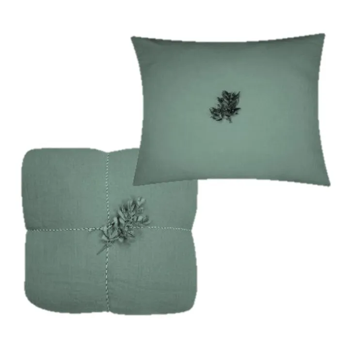 La Petite Collection Parure de lit en gaze de coton bio | Vert Tilleul