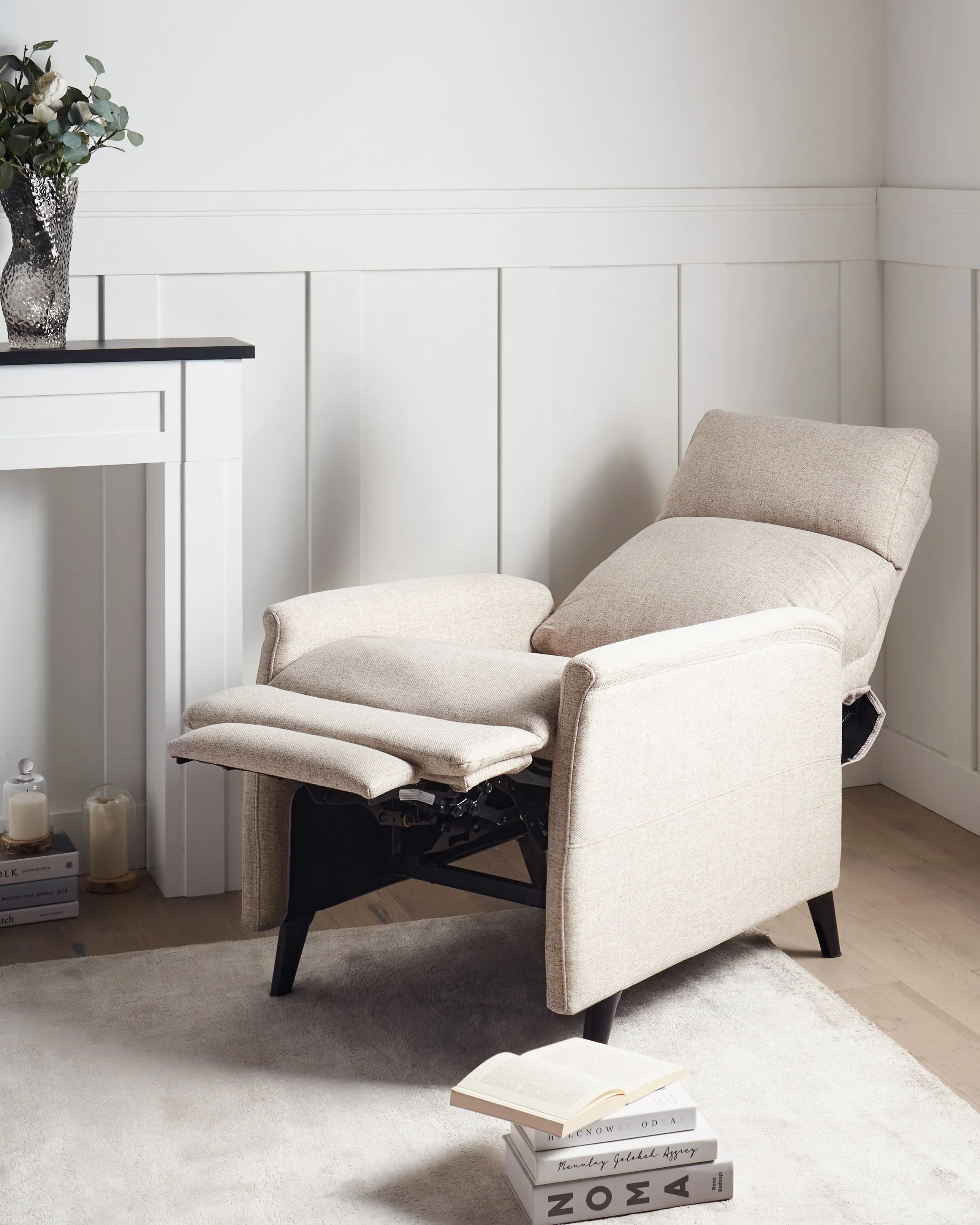 Relaxfauteuil SELVIK inclusief voetensteun Stof Taupe