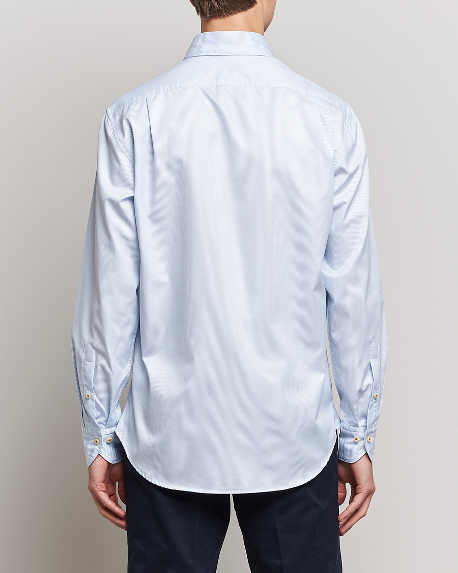 Stenströms Fitted Body Pinstriped Casual Shirt Light Blue
