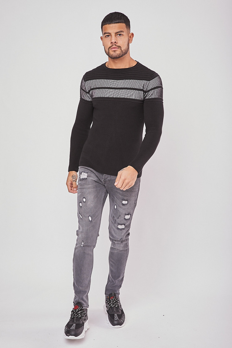 Pull fine maille noir