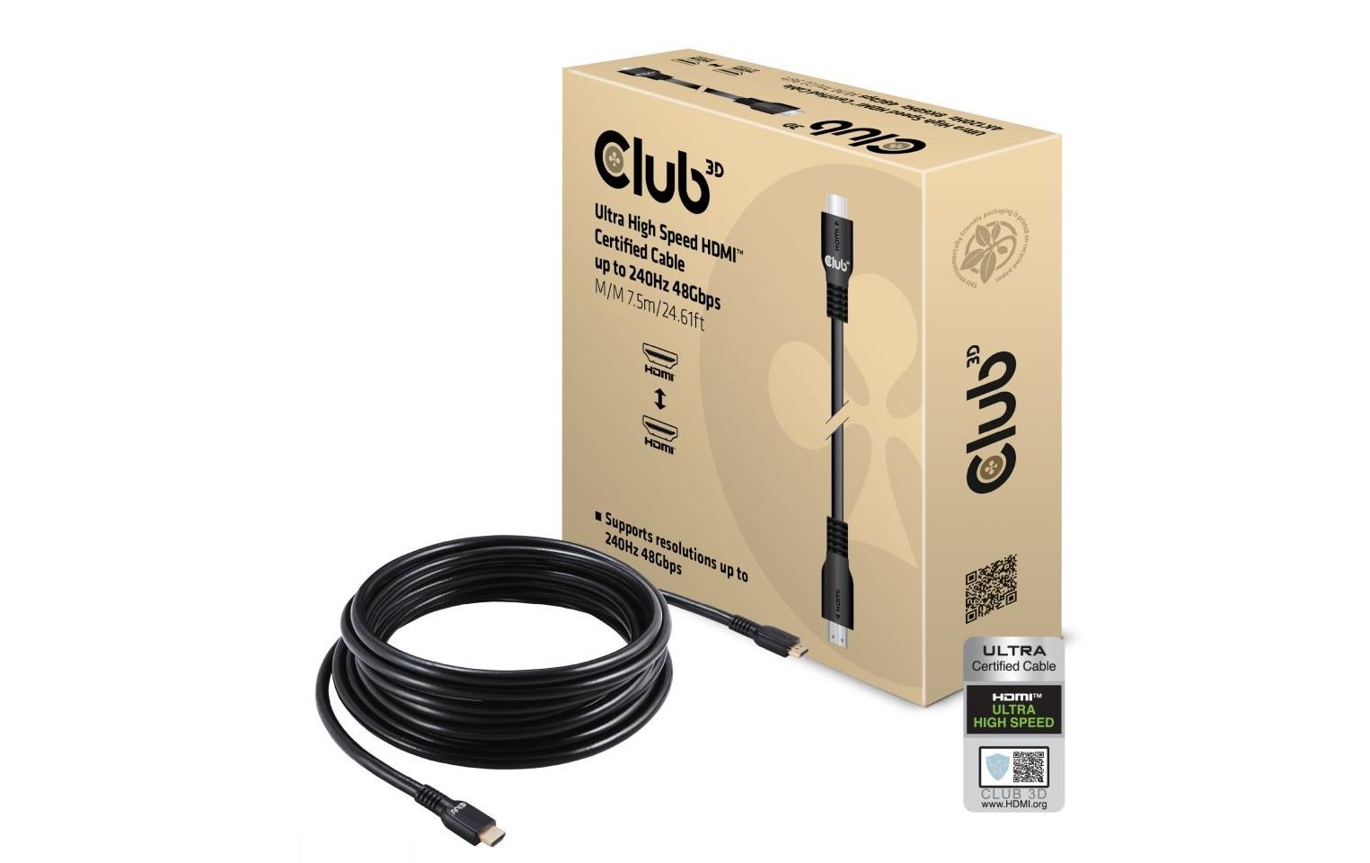 Kabel Ultra High Speed HDMI - HDMI, 7.5 m<br>Ultra High Speed HDMI 2.1-Kabel mit Unterstützung für Auflösungen bis zu 4K