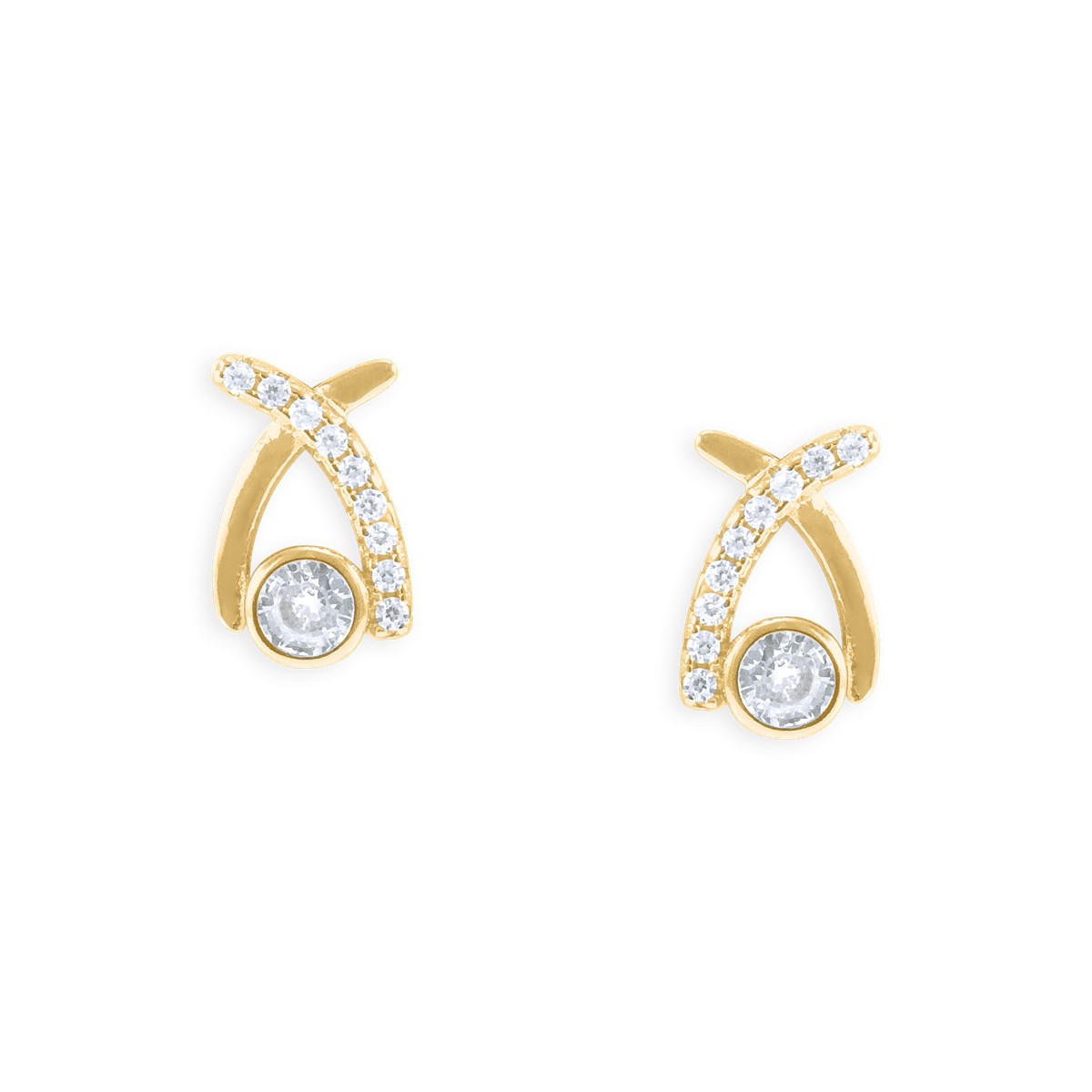 Boucles d'oreilles plaquées or avec oxydes de zirconium