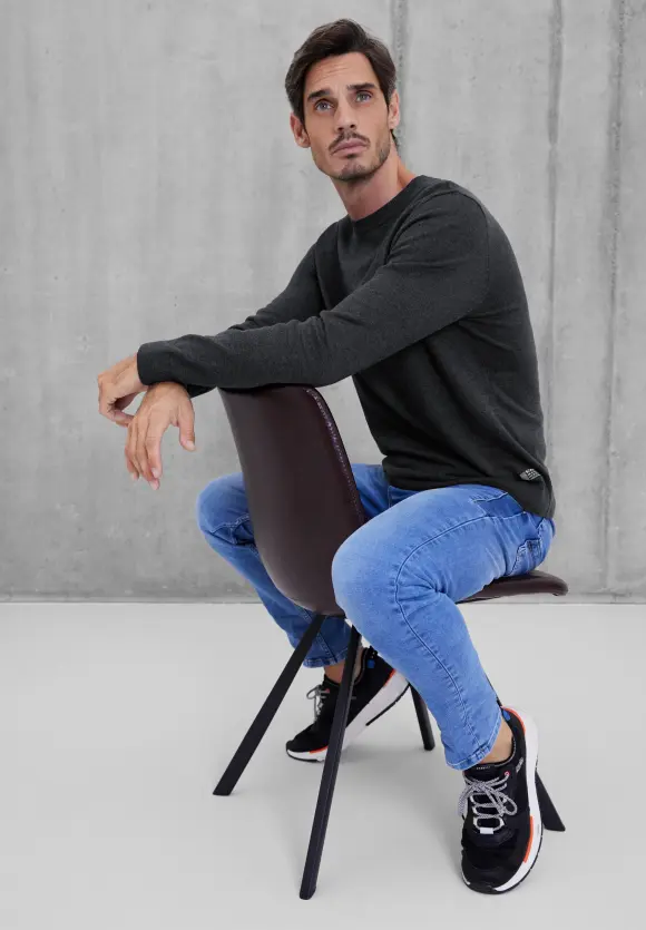 Softer Mouliné Pullover - storm grey melange