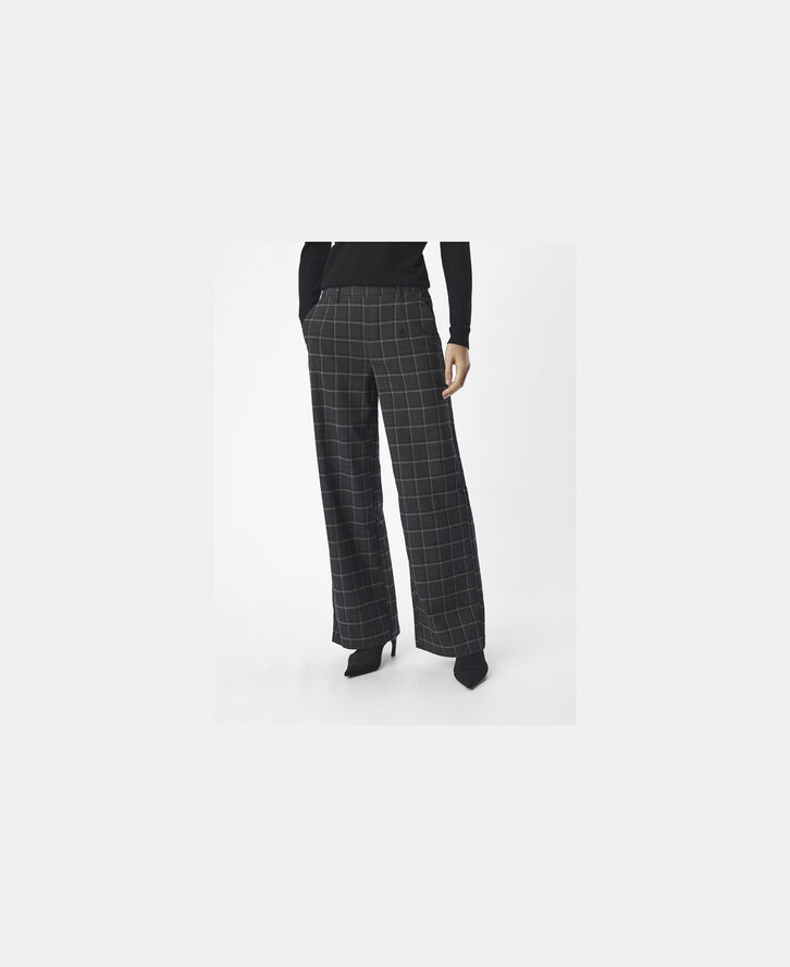 Object OBJLISA WIDE PANT AOP NOOS Dark grey melange/white col