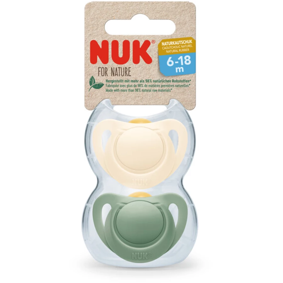 NUK Schnuller For Nature Latex 18-36 Monate grün  creme 4er-Pack