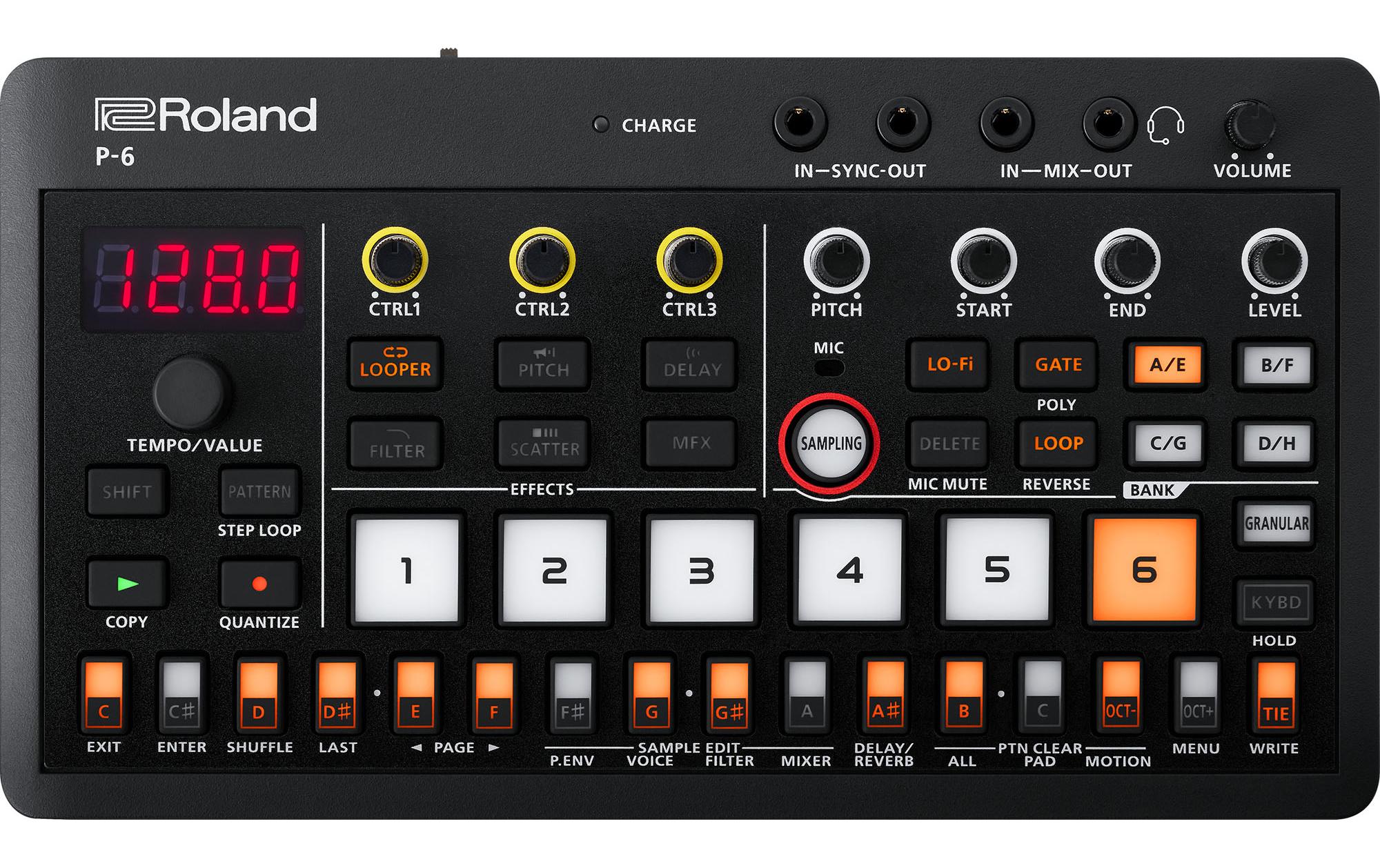 Synthesizer AIRA P-6 Creative Sampler<br>Kombiniert die berühmte Roland Sampling-Technologie mit fortschrittlichem Granular-Sounddesign und einem leistungsstarken Sequenzer in einem Gerät im Taschenformat