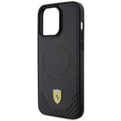 iPhone 15 Pro Max MagSafe Leder Hardcase Hülle Metall Logo (FEHMP15XPTEK) - Schwarz