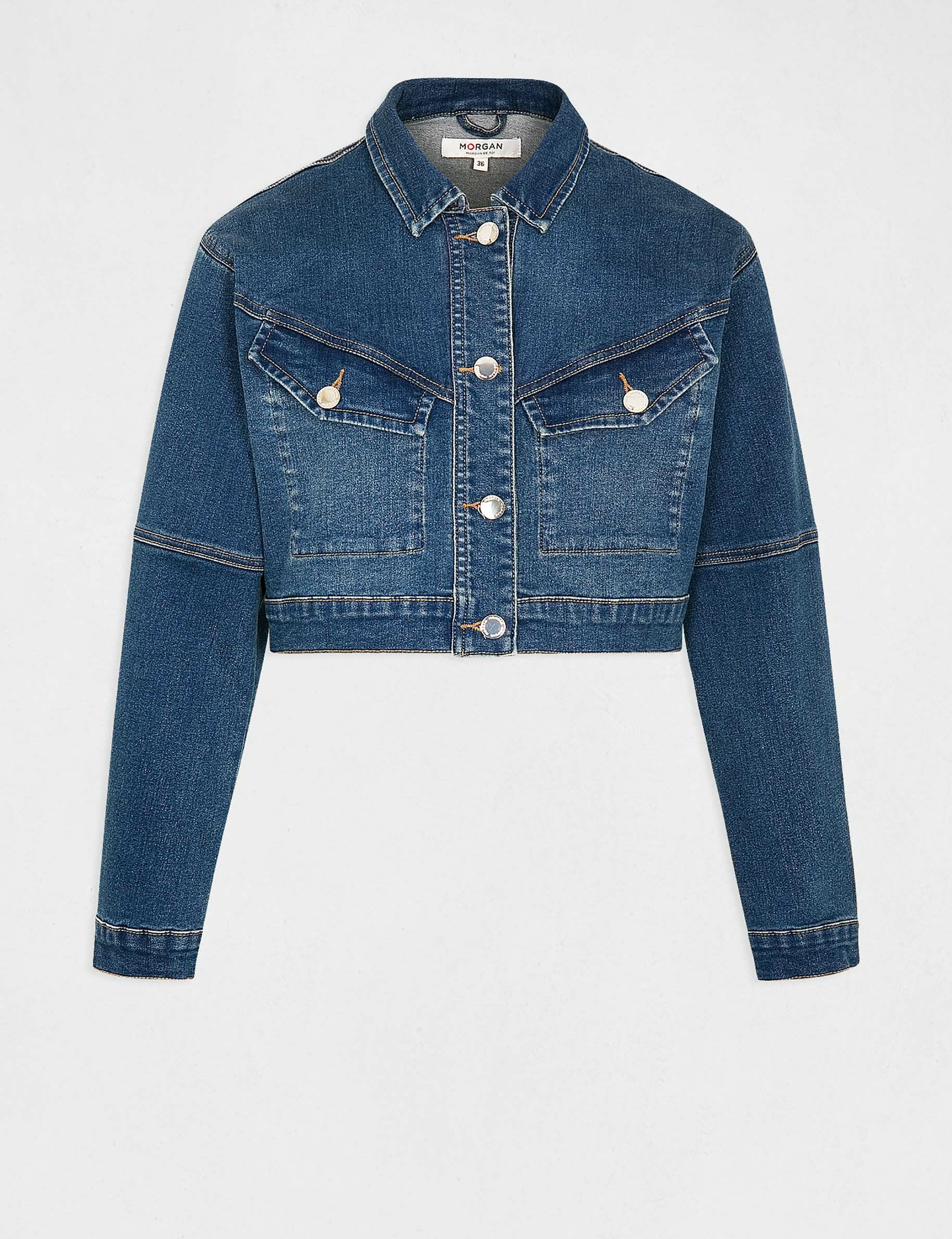Veste droite boutonnée en jean jean stone femme - jean_stone