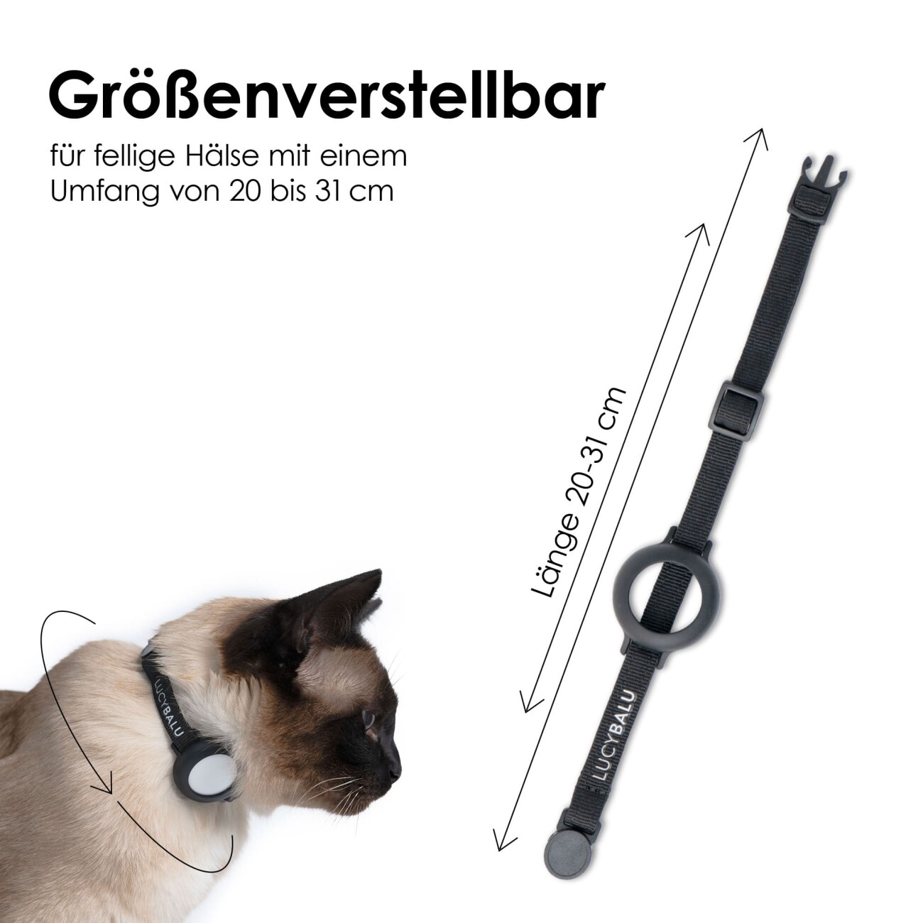 LucyBalu DORI AirTag Katzenhalsband (Nylon) anthrazit