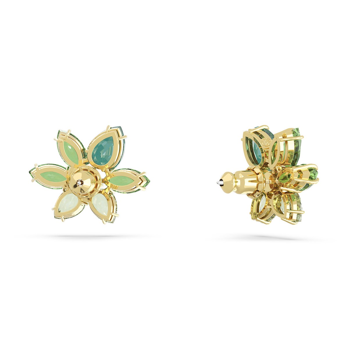 Clous d'oreilles Swarovski Gema fleur verte