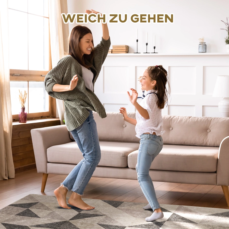 HOMCOM Teppich mit Gleitsicherheit grau, schwarz