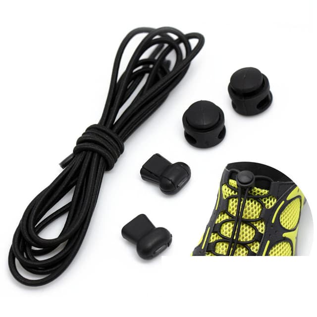 Bindefrie snørebånd (2 par) Sort
