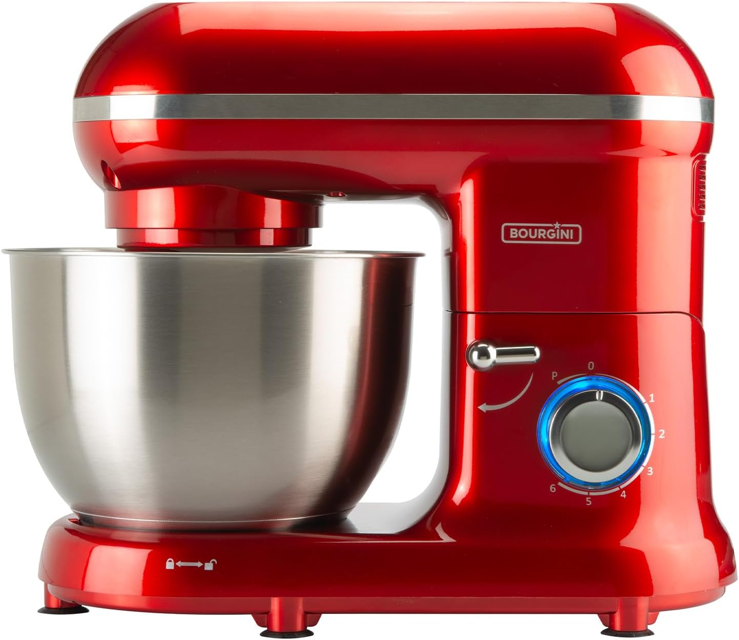 Küchenmaschine - Classic Kitchen Chef - Küchenmixer - Küchenroboter mit 4,5 Liter Fassungsvermögen, 1300-Watt-Motor (Rot)