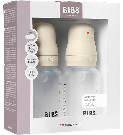 BIBS Babyflasche - 2er-Pack - 150 ml - PP/Silikon - Ivory