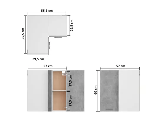 Armoire d'angle suspendue 