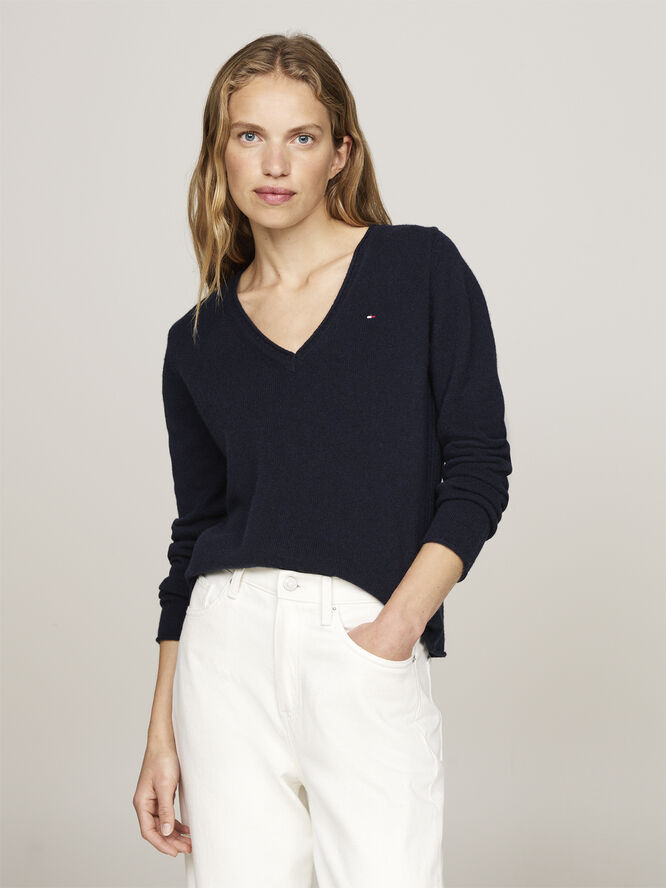 Tommy Hilfiger SOFT WOOL V-NK LS SWEATER Desert sky