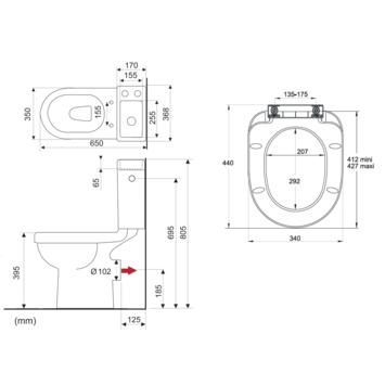 Allibert duoblok toilet met ingebouwde handenwasser