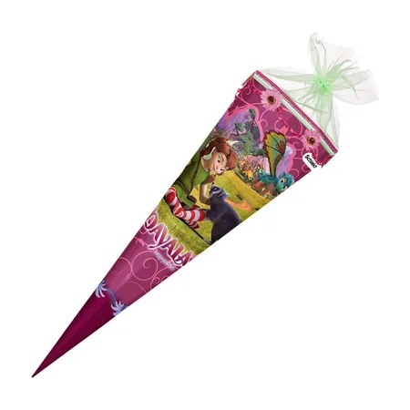 Nestler Schultüte Schleich® bayala® extra mit Blumenborte, Organzaverschluss 85cm eckig