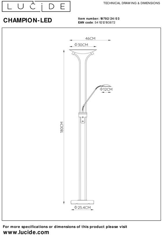 Lucide   Champion-Led Vloerlamp
