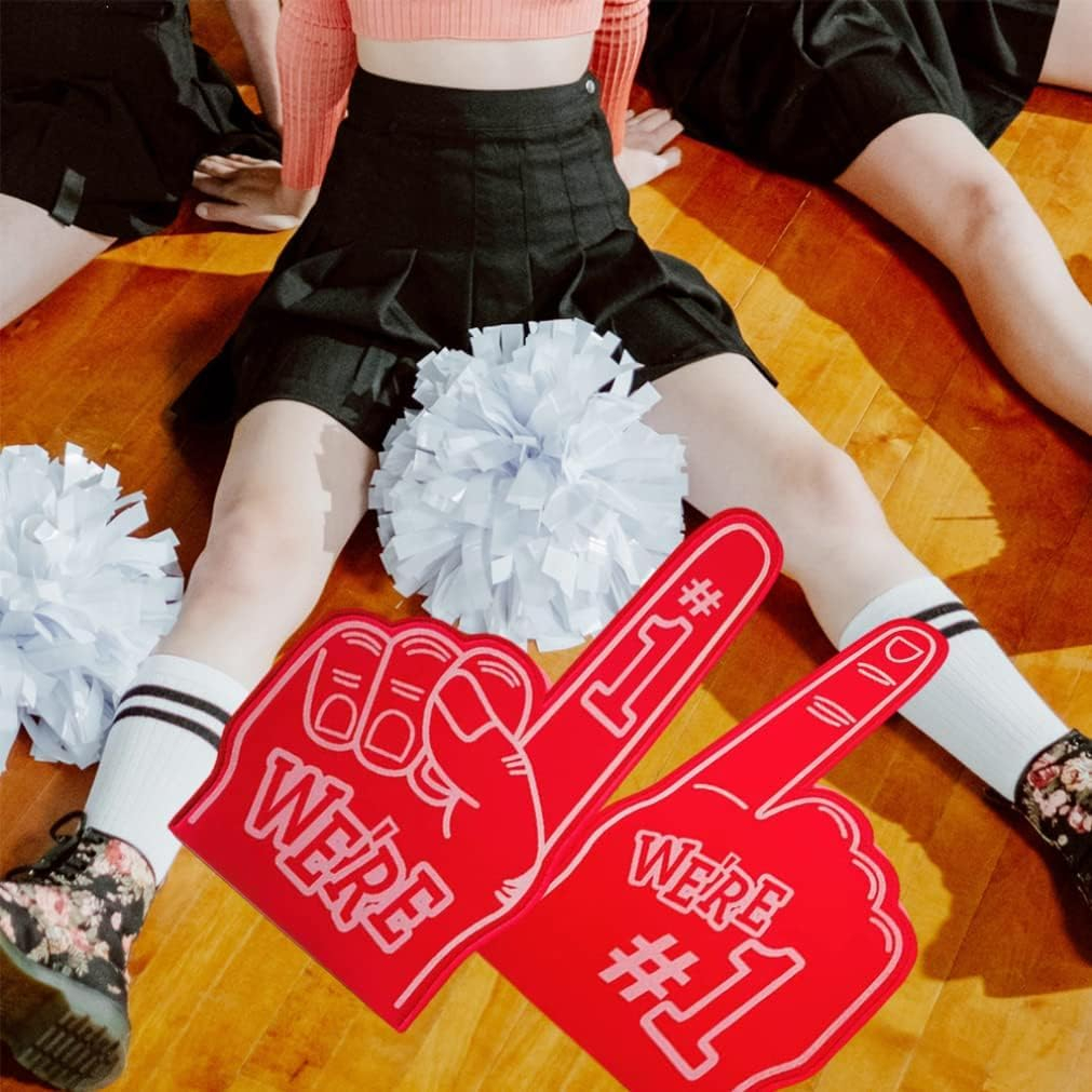 (46x23cm) XXL #1 Schaumstoff Finger Sport Fan Hand Cheerleader Party Accessoire für Football / Handball / Fussball - Rot