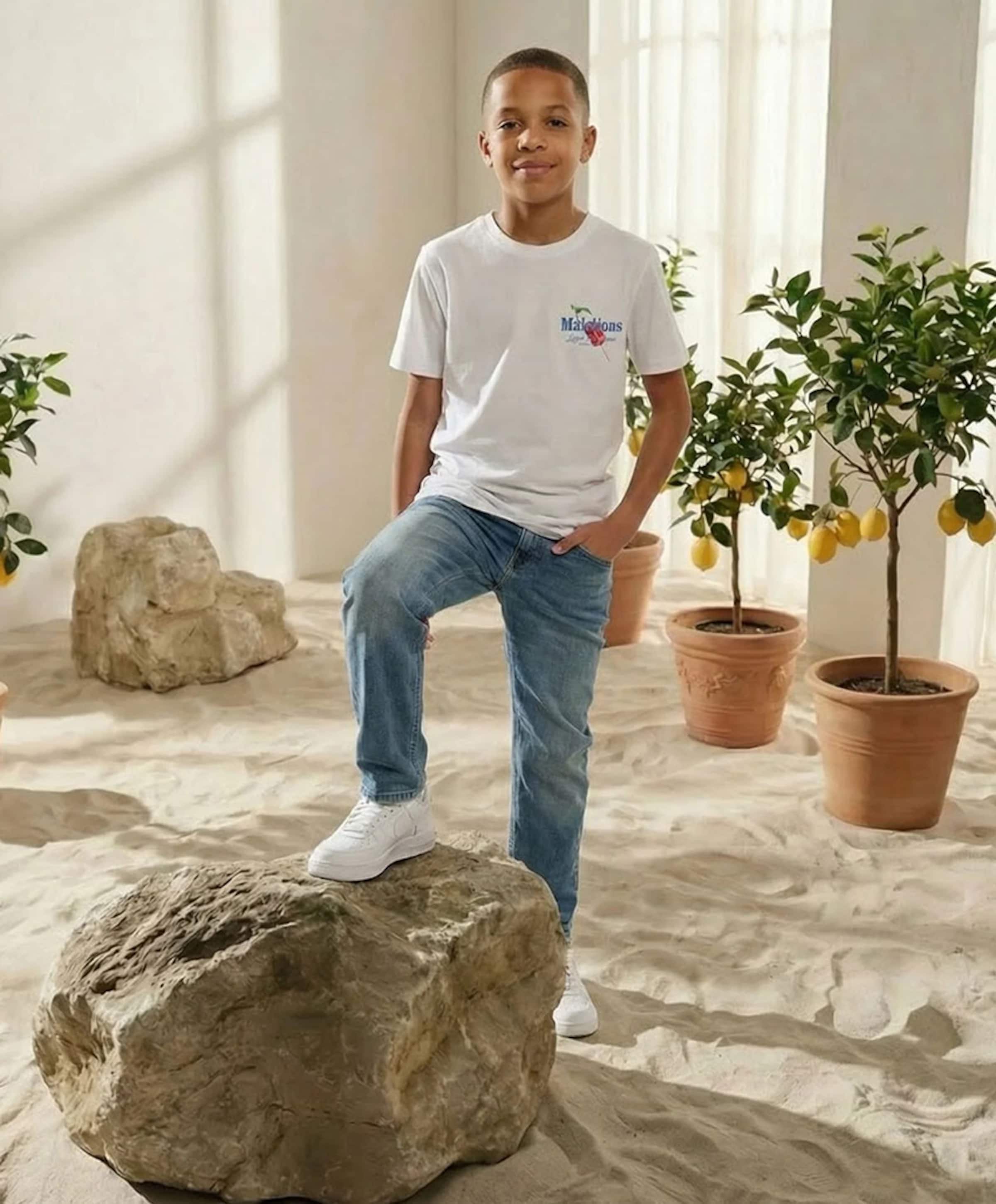 Malelions Jongens T-shirt wit