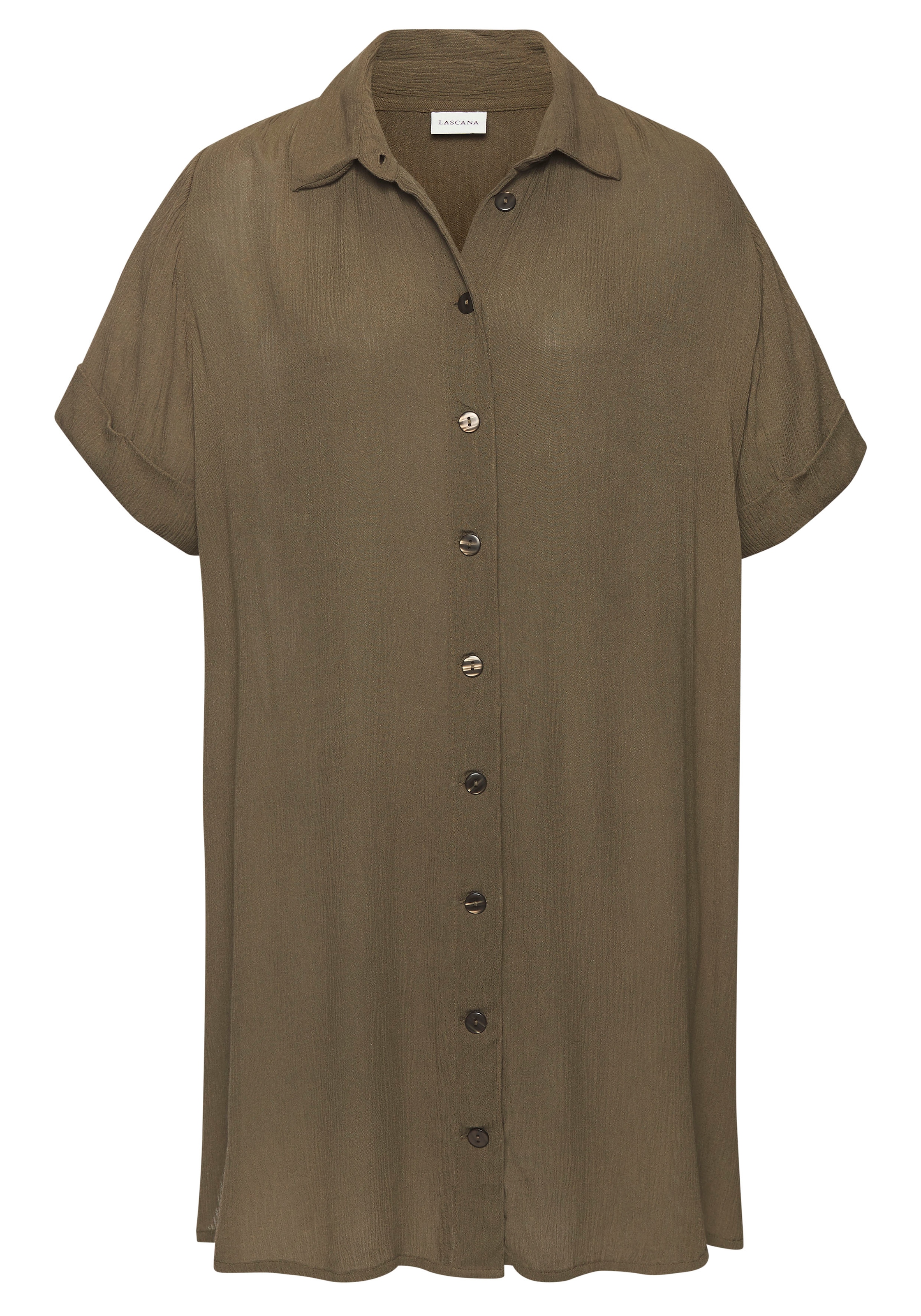 LASCANA Longbluse mit Knopfleiste, Kurzarmbluse, Blusenkleid, sommerlich