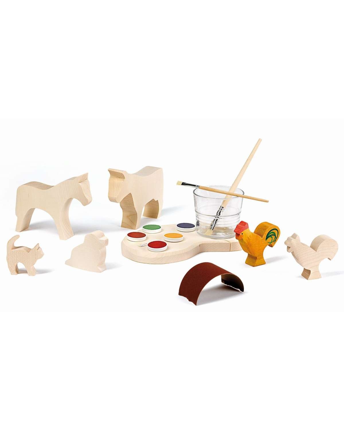 Dyrefigurer i Tre 5pk Hobby sett – inkl. Maling og Pensler | Bondegård Leker