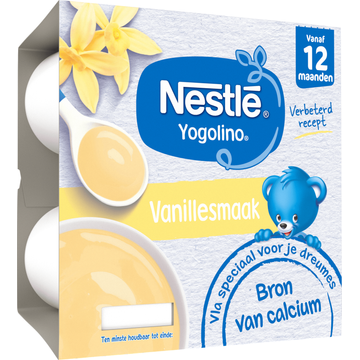 Nestlé Yogolino® Vanillesmaak 12+ maanden baby toetje 4 x 100 g