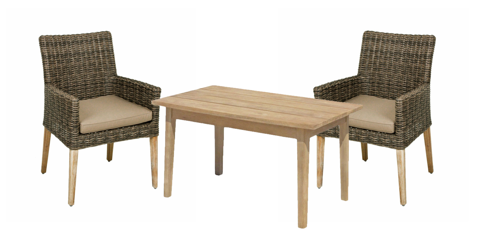 3-teilige SitzgruppeNORVELL/PUEBLO - braun - Akazie massiv