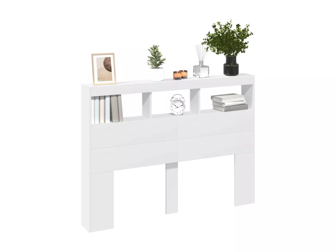 Armoire tête de lit avec LED blanc 140x17x102 cm