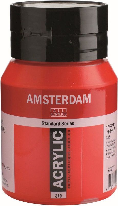 Amsterdam Standard Series Acrylverf Pot 500 ml Pyrrolerood 315