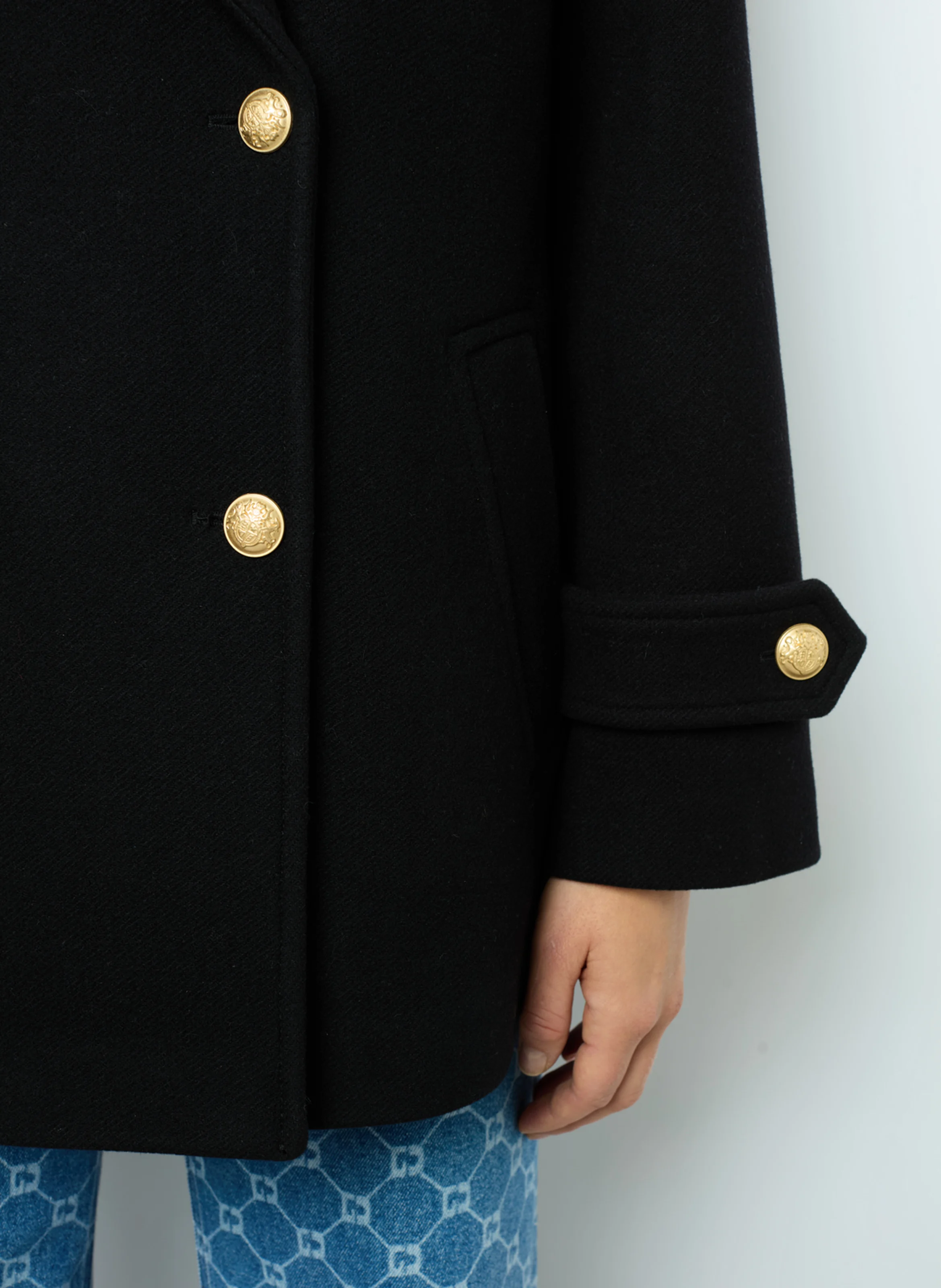 LUCCIANA - Manteau col classique en laine mélangée | Noir