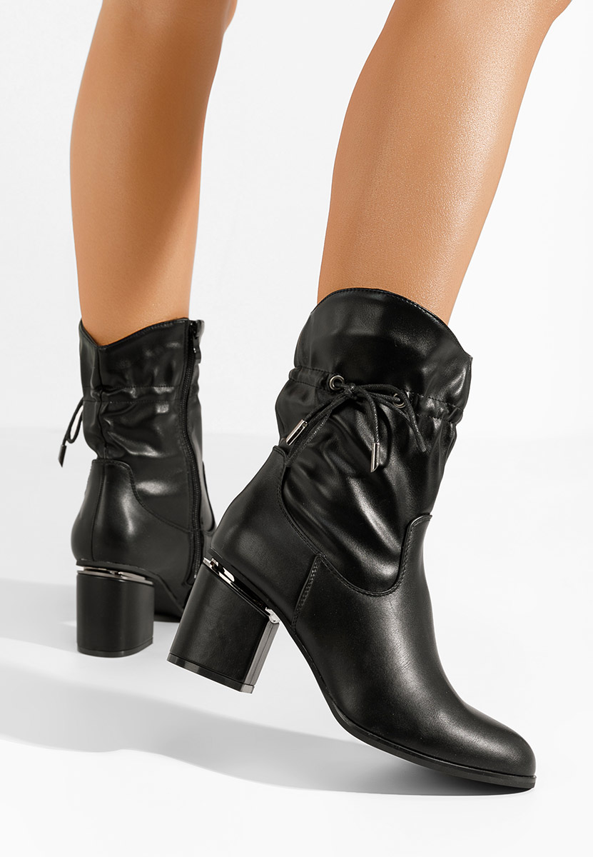 Bottines à gros talon noires Selevana