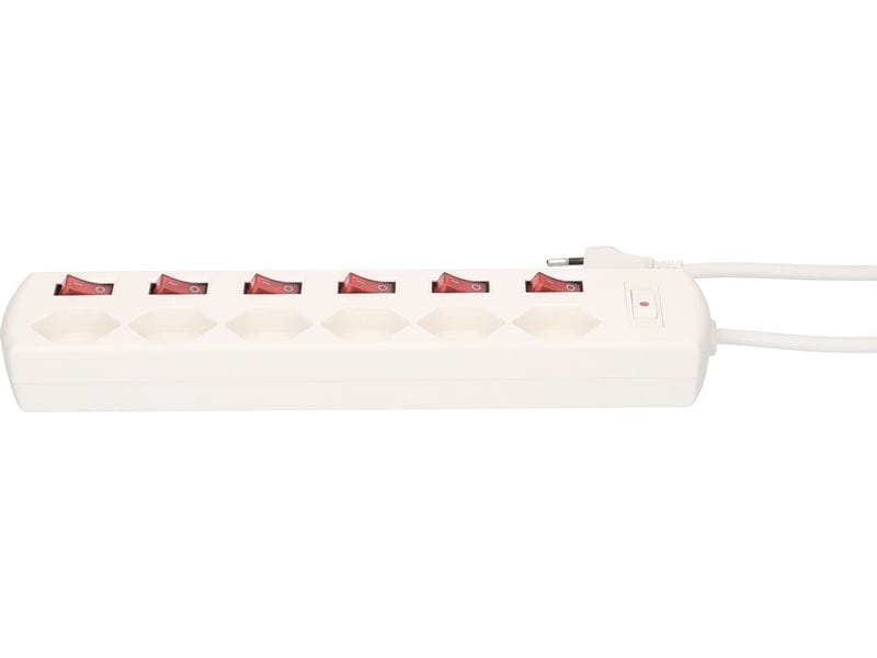 Max Hauri Steckdosenleiste Multi-Switch Weiss 6 x T13 Steckdosenleiste mit 6 T13 Steckplätzen