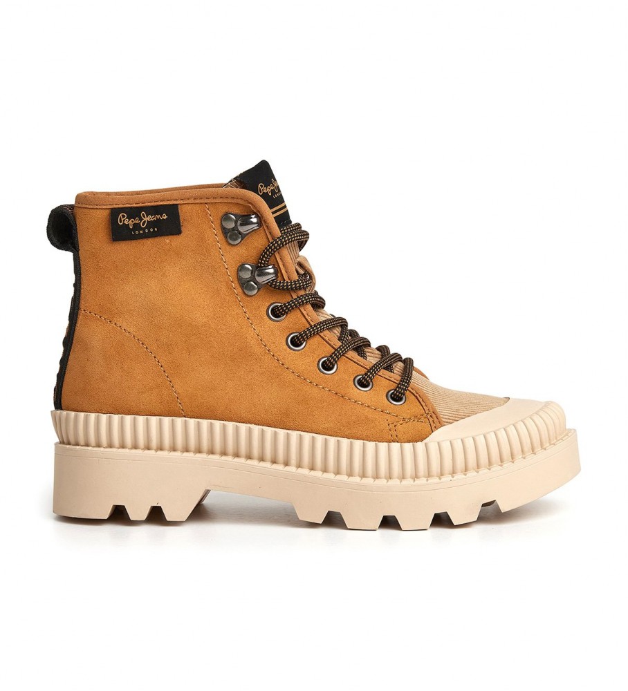 Botas de cano curto Pepe Jeans Ascot em couro marrom deserto